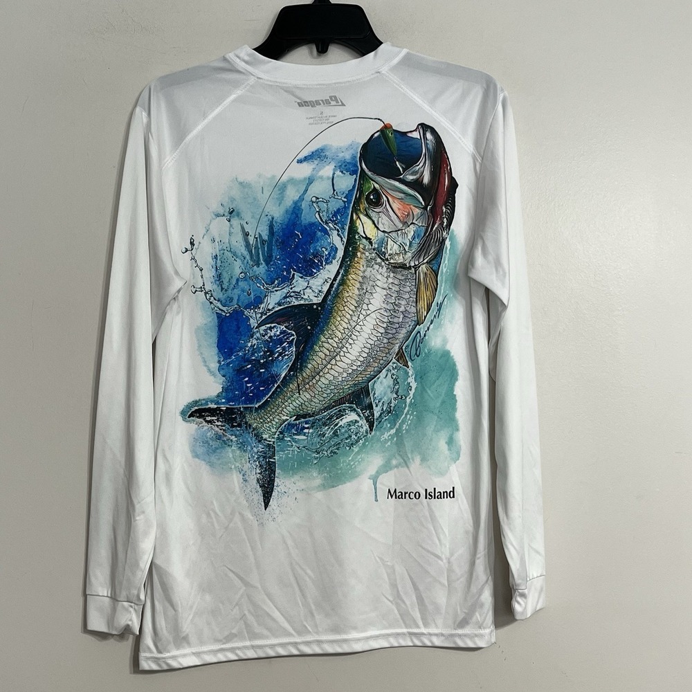 Paragon Long Sleeve Light‎ Weight Fishing Shirt Men's Size Small White